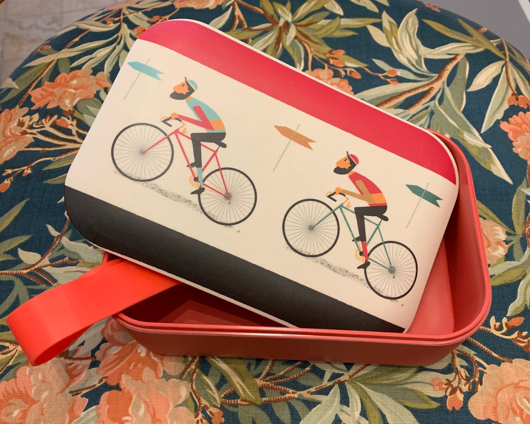 Neue coole Lunch Box aus Bamboo für Kinder Motiv Bicycle